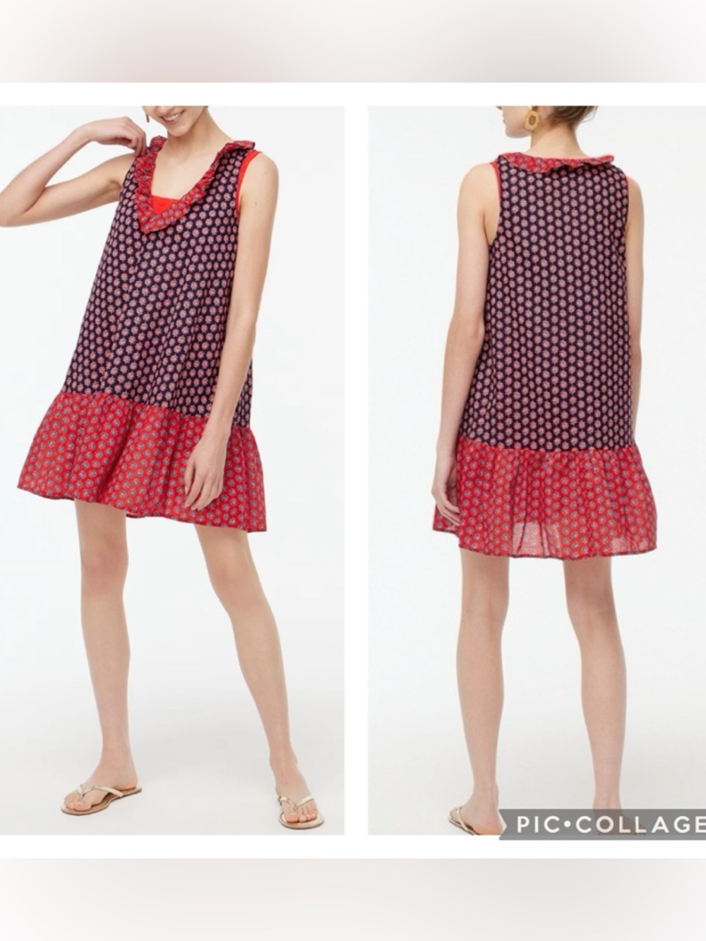 EUC J. Crew Factory Batik Printed Sleeveless Ruffle Tiered Cotton Dress/Coverup